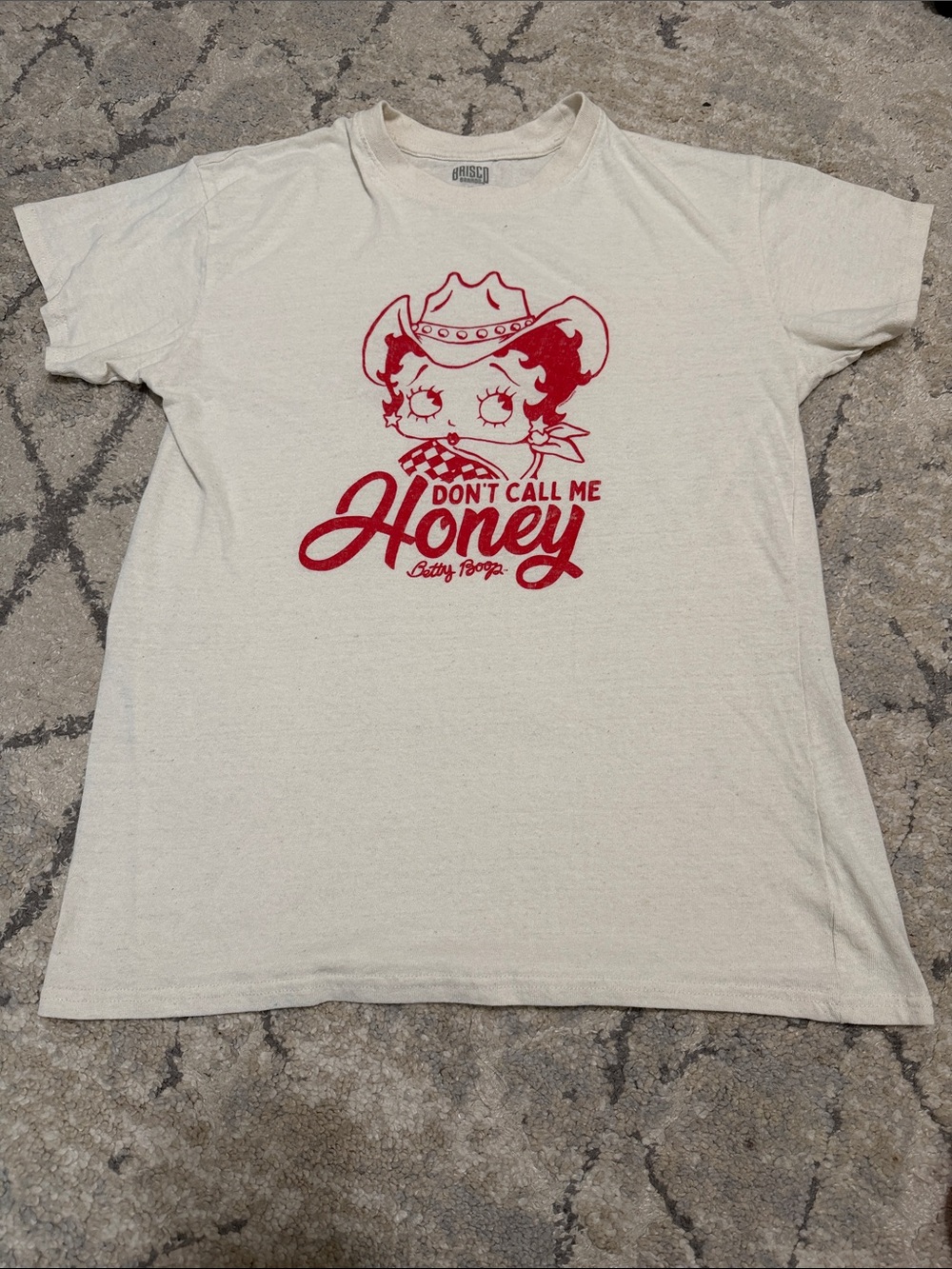 Don’t Call Me Honey Betty Boop Graphic Tee - Cream & Red